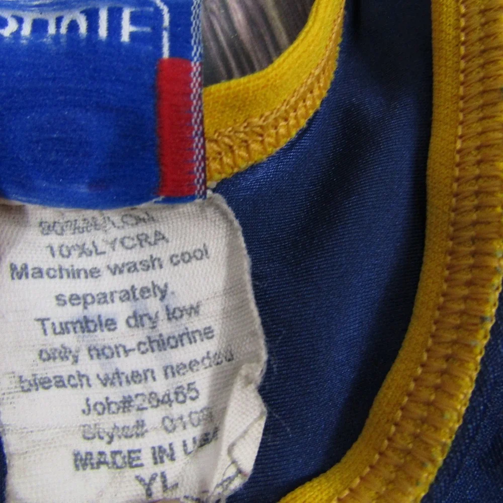 Brute Wrestling Singlet Kids YL Blue Yellow Wolf Graphic Vintage Bodysuit